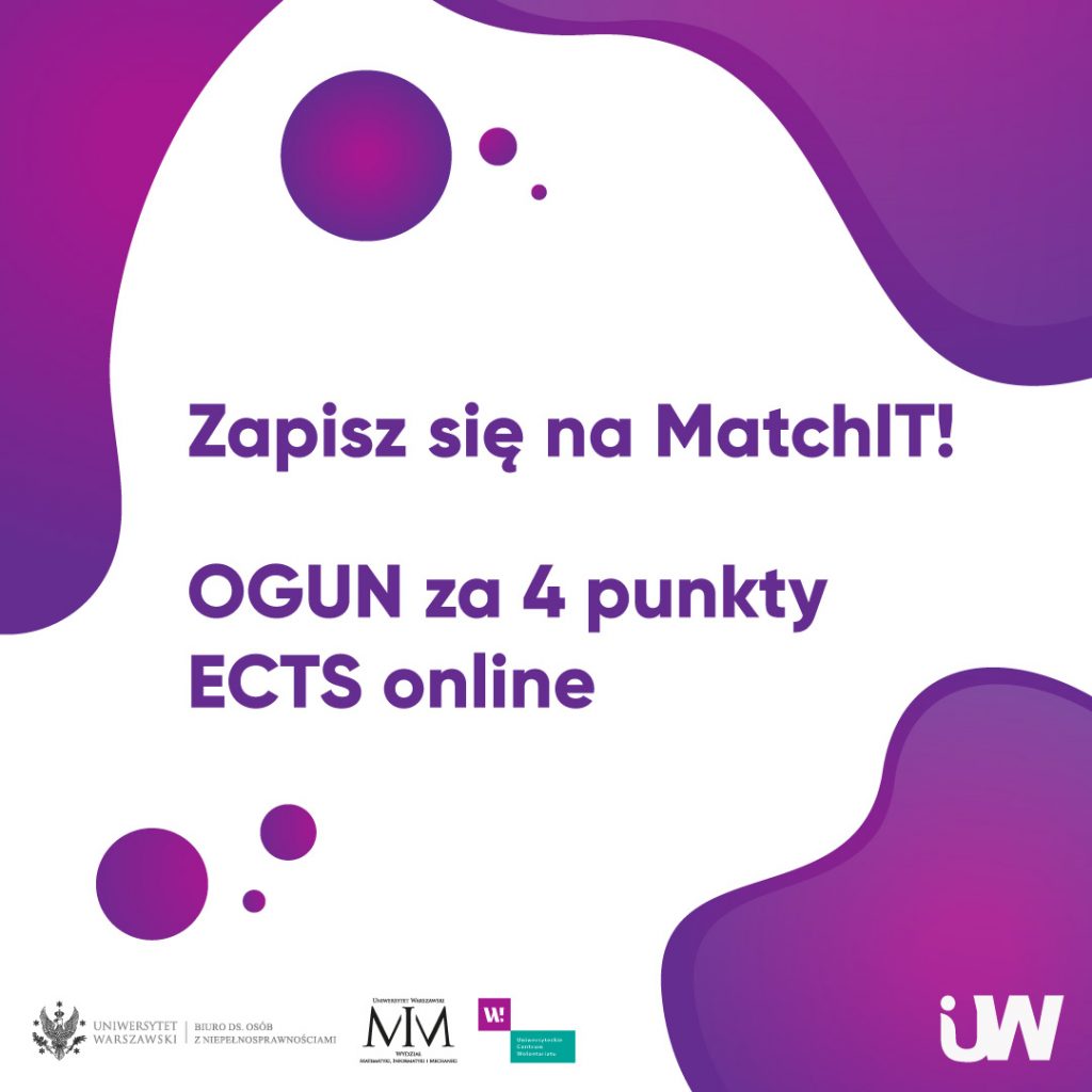 Zapisz się na MatchIT - OGUN za 4 punkty ECTS online