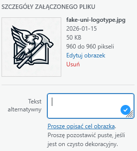 pole tekstu alternatywnego w bibliotece mediów WordPress
