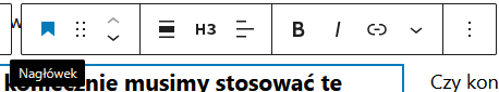 Pasek edytora Gutenberg dla nagłówka